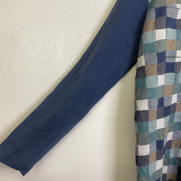 Propaganda Agency Cardigan Sweater Mens XL Blue Check Button Up Pima Cotton - Picture 5 of 10